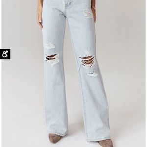 Kancan Wideleg Denim Light Wash Jeans